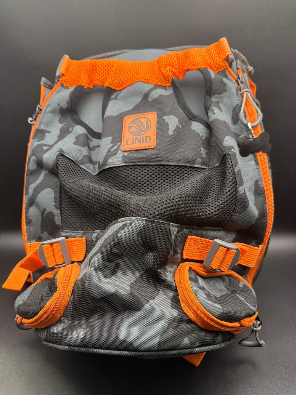 LINID Tactical Dog Backpack Camo Orange Adjustable Hiking Training Pack